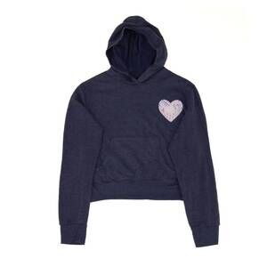 NEW FIREHOUSE girls' preppy patch heart pocket hoodie in navy
